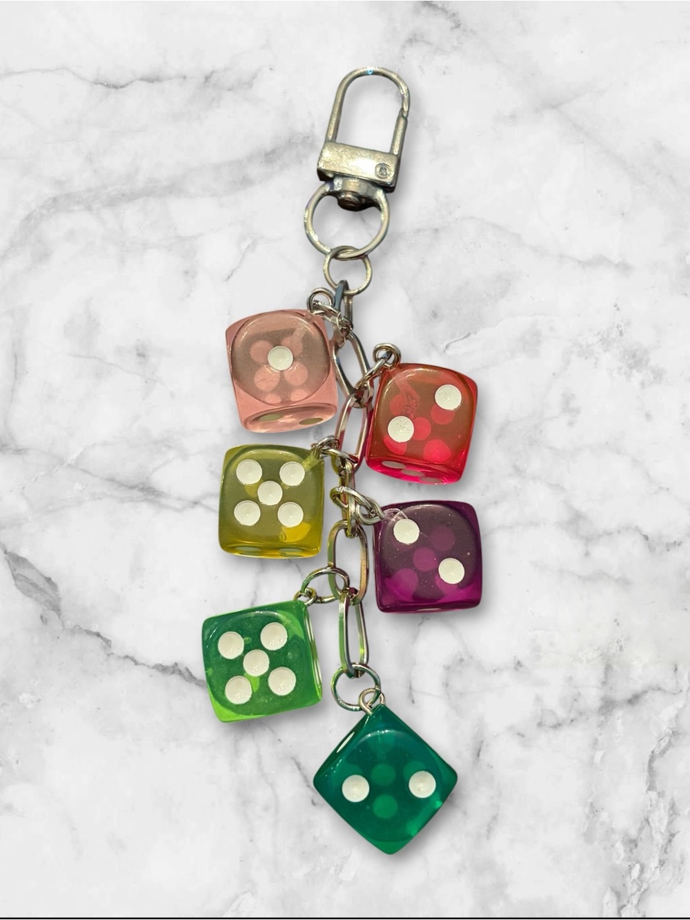 Colorful Dice Charm Keychain - Multicolor Women Accessories